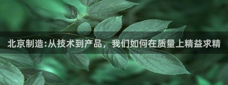 CQ9电子游戏官网：北京制造:从技术到产品，我们如何在质量上